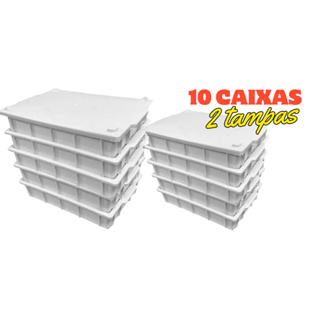 Kit 10 Bandeja com 2 tampa Caixa Plastica Panificadora Fermentação Pizza Esfirra Pão Massa em geral em Oferta na Shopee