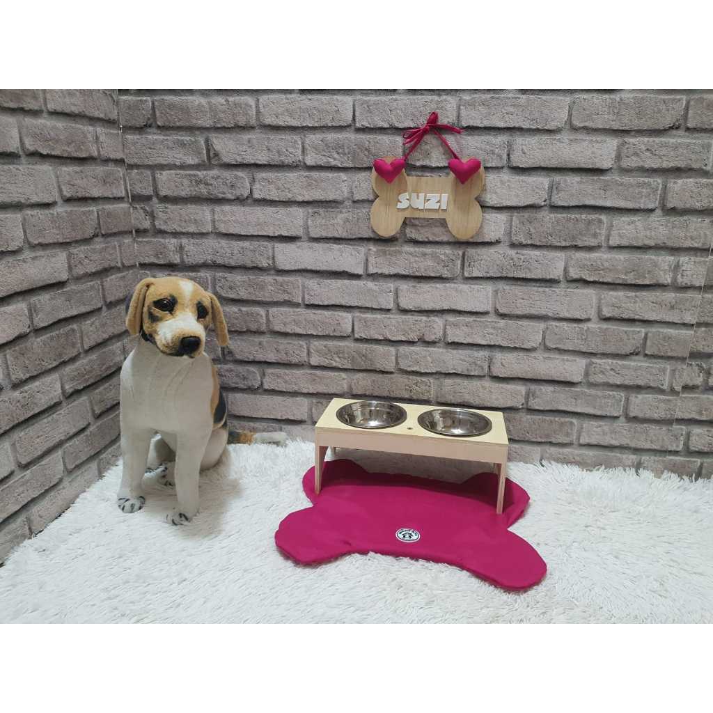 Kit Cantinho Personalizado Black Plaquinha Comedouro Jogo Americano Pet