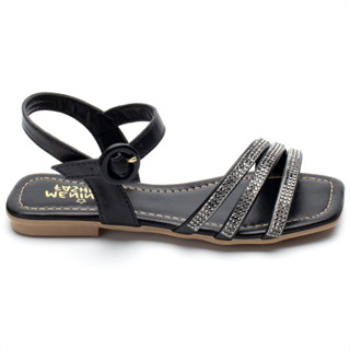 Rasteirinha Sandalia Feminina Infantil Tiras Strass Brilho