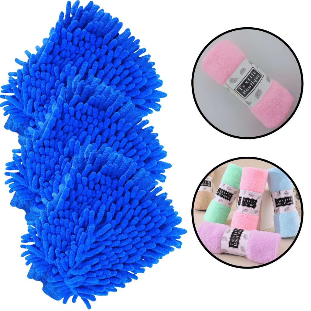 Kit 3x Luva Microfibra Dupla Face Automotiva Multiuso 100% limpeza Carro Moto 1x Toalha Microfibra