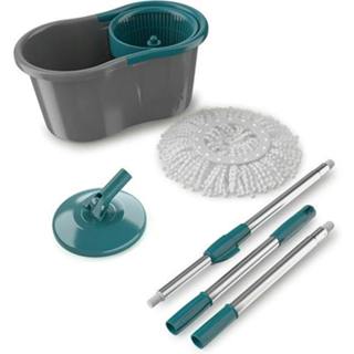 Esfregão Mop Fit Giratório 8 Litros 360º com Cabo Inox Regulável Cesto Balde Multiuso + 2 REFIL