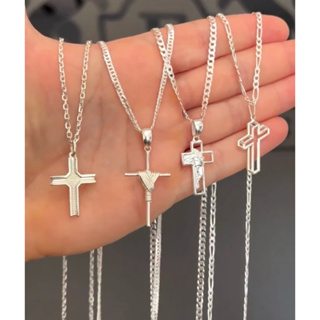 kit 10 peças banhadas a prata 925 correntes + pingentes religiosos em Oferta na Shopee