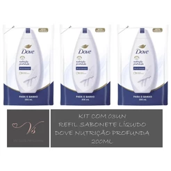 Kit com 03un Refil Sabonete Líquido Dove Nutrição Profunda 200ml