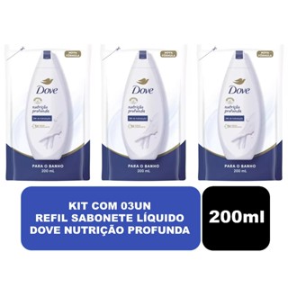Kit com 03un Refil Sabonete Líquido Dove Nutrição Profunda 200ml em Oferta na Shopee