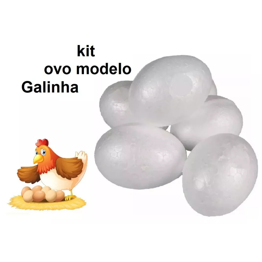 OVO DE ISOPOR MACIÇO MODELO  GALINHA DECORACAO 6,2cm X 4,2cm