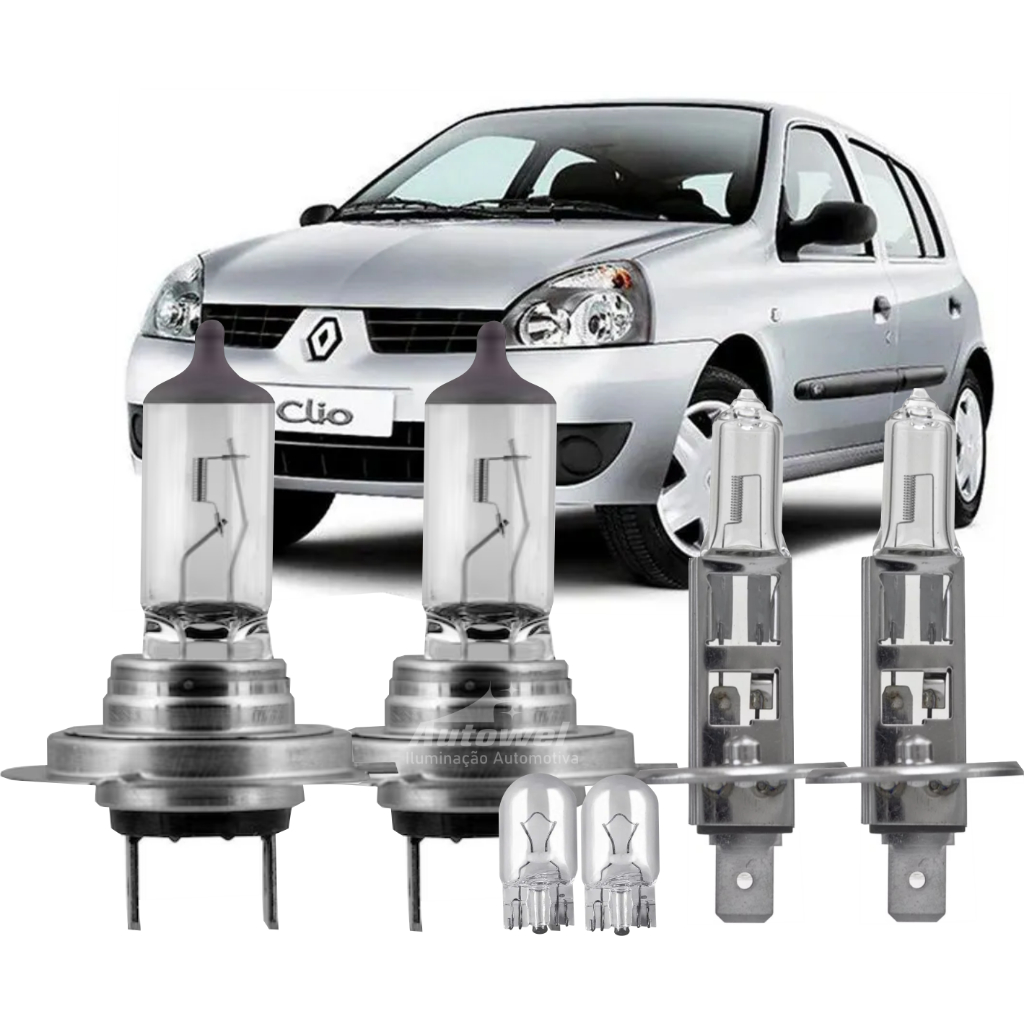 Kit Lâmpadas Halogenas Farol Renault Clio E Megane 2004 2005 2006 2007 2008 2009 2010 2011 2012