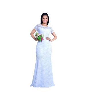 Vestido longo de noiva casamento civil cartório jk