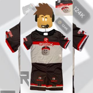Fantasia Roblox Infantil Masculino Com Mascara De EVA Macacão Criança Moda