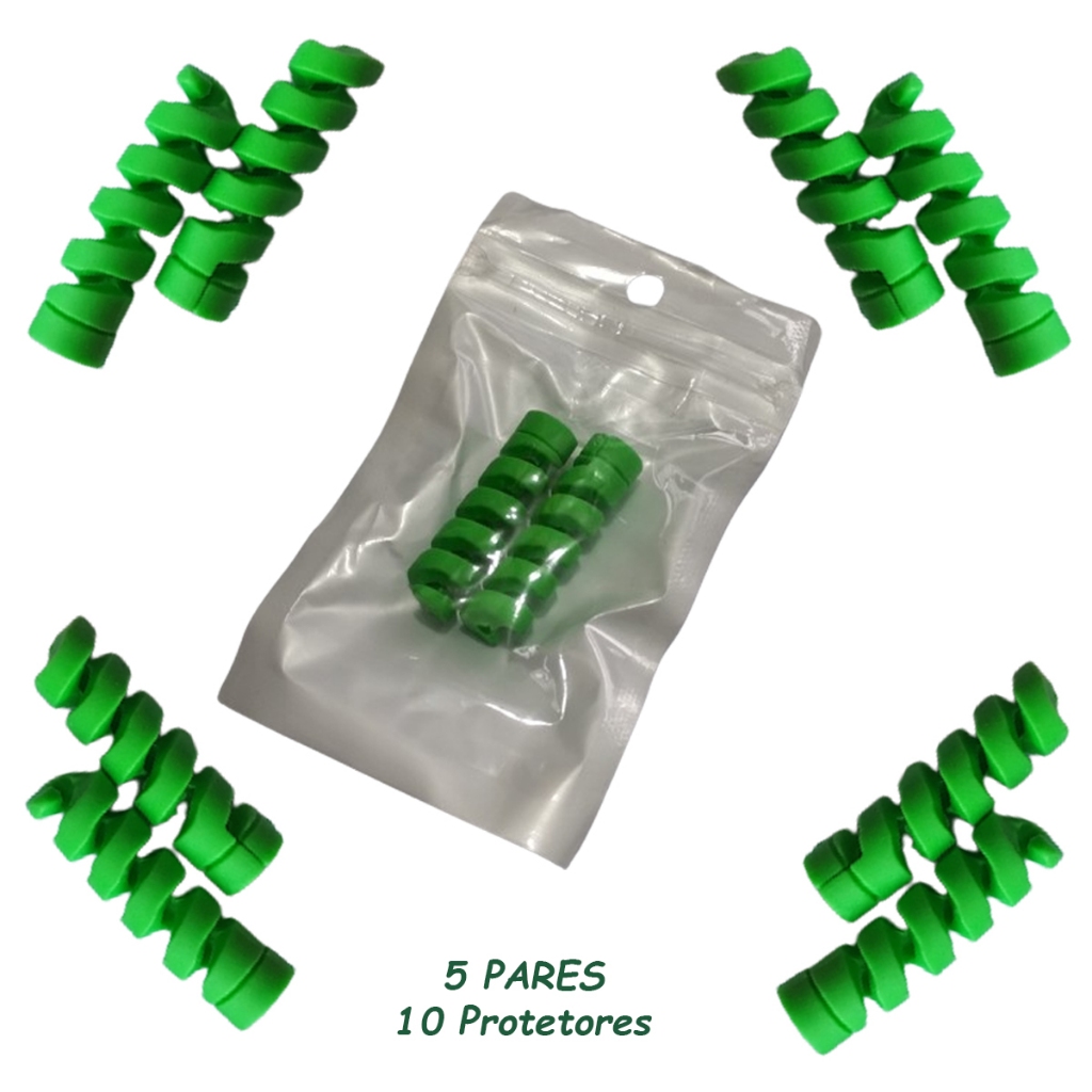 Protetor para cabo Usb kit com cinco pares  - Mola espiral flexível - silicone - Carregadores celulares tablets controles de vídeo game cores aleatórias