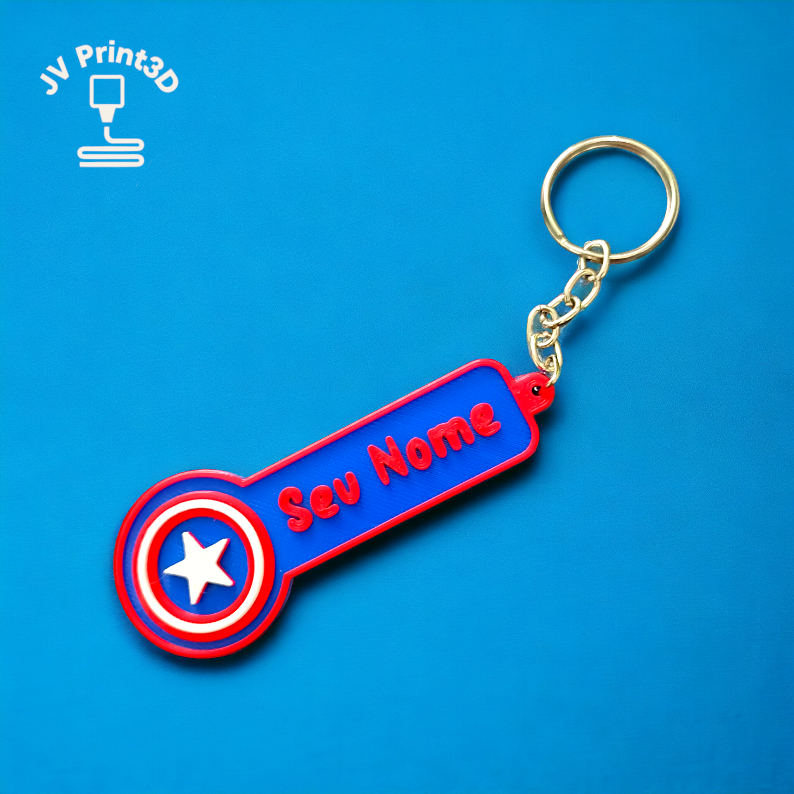 Chaveiro Personalizado Capitão América / Marvel - 3D com Nome! em Oferta na Shopee