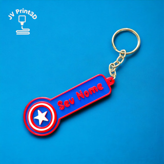 Chaveiro Personalizado Capitão América / Marvel - 3D com Nome! em Oferta na Shopee