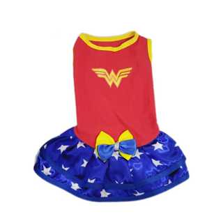 Vestido Pet Personagem (Mulher Maravilha) em Oferta na Shopee