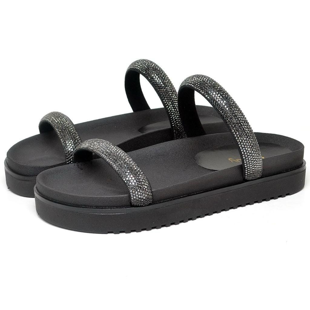 Sandalia Papete Dubuy Feminina Glitter Preta Mavi 2064FG em Oferta na Shopee