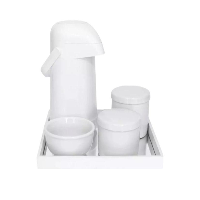 Kit higiene bebe porcelana bandeja branca espelhada garrafa térmica 1 Litro pump molhadeira neutro care