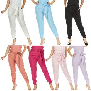 Calça Scrub Feminina Alfaiataria Várias Cores Casual Esteticista Consultório Profissional Salão de Beleza Uniforme