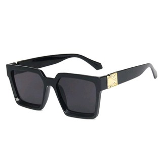 Óculos de Sol Preto Grande Quadrado Estilo Clássico UV400