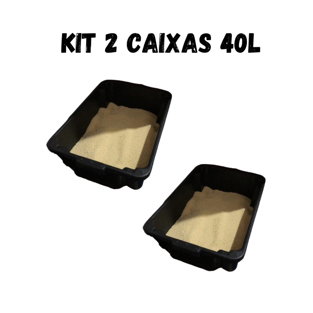 Kit 02 Caixa Multiuso Masseira Super Ultra Reforçada PVC Preta 40LT Qualquer Ambiente Imperdível