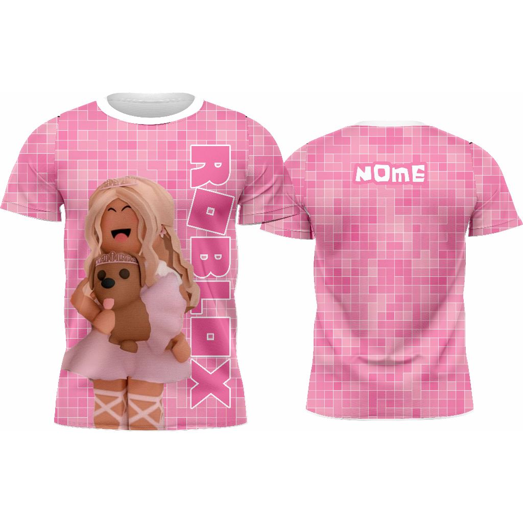 Camiseta infantil Roblox rosa + nome atras (mod8) ! em Oferta na Shopee