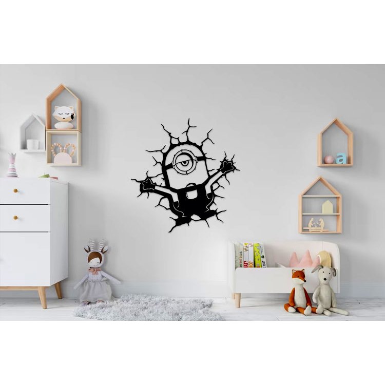 Painel Quadro Decorativo escultura de parede MINION NA PAREDE decoração quarto sala