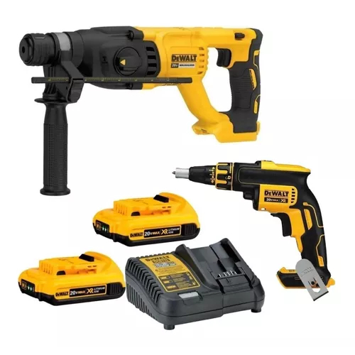 Parafusadeira Dcf620 + Martelete Dch133 20v 2 Bateria 2ah Dewalt