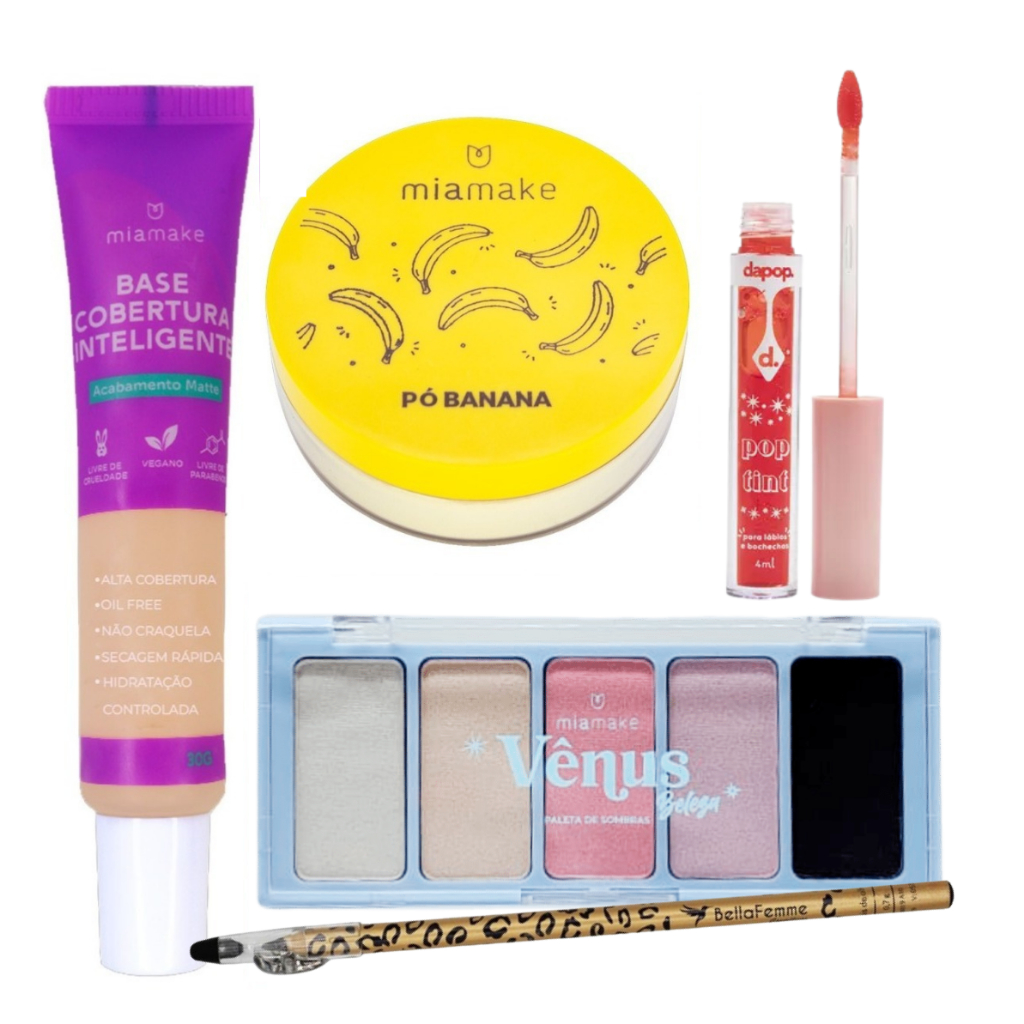 Kit De Maquiagem Paleta De Contorno Iluminador Blush Batom