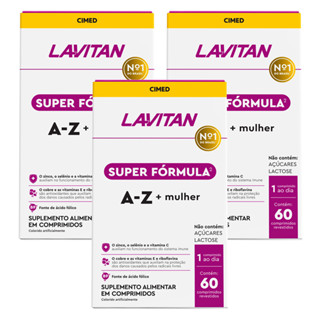 Kit com 3 Lavitan Super Fórmula Multivitamínico A-Z Mulher 60