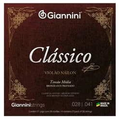 Encordoamento Nylon Violão Corda Giannini Clássico Média- GENWPM
