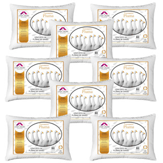 Kit 8 Travesseiro Pluma de Ganso Toque Suave Descanso Antiacaro 70x50cm Macio