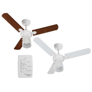 Ventilador De Teto Tron Marbela 3 Pás MDF Lustre - Verniz ou Branco (Selecione)