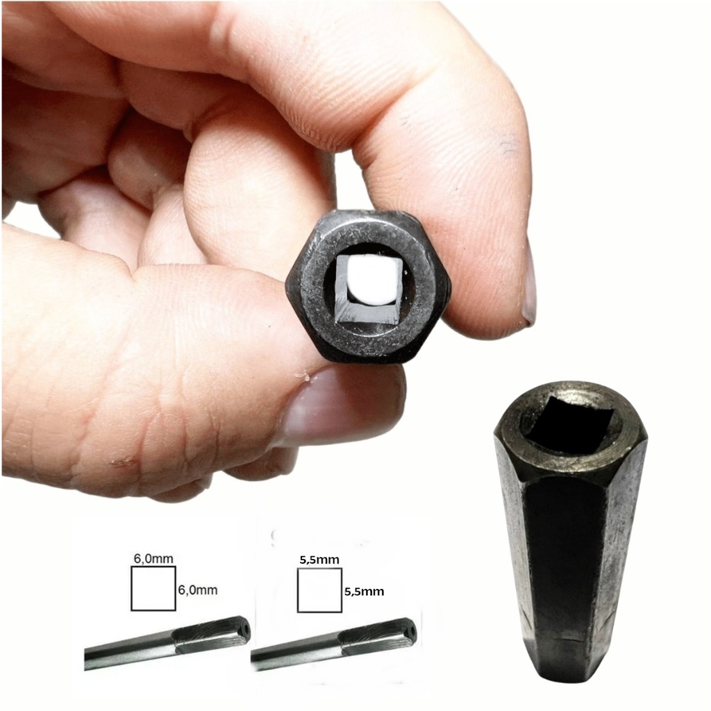 Adaptador Para Enxada Rotativa E Mini Arado Cultivador Eixo Quadrado De 5.5mm e 6mm