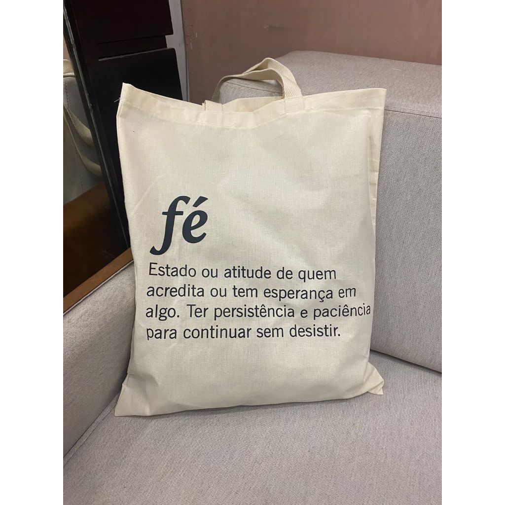 Ecobag Fé bolsa tecido sacola ecológica,escola,faculdade, curso,personalizado,brinde,praia,moda,brinde,lembrancinha
