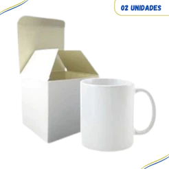 Canecas Super Brancas Importadas 325ml - Sublimação - Conjunto de 2 Unidades Com Caixinha