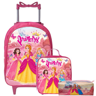 Mochila Feminina Rodinha Menina+ Lancheira Térmica + Estojo