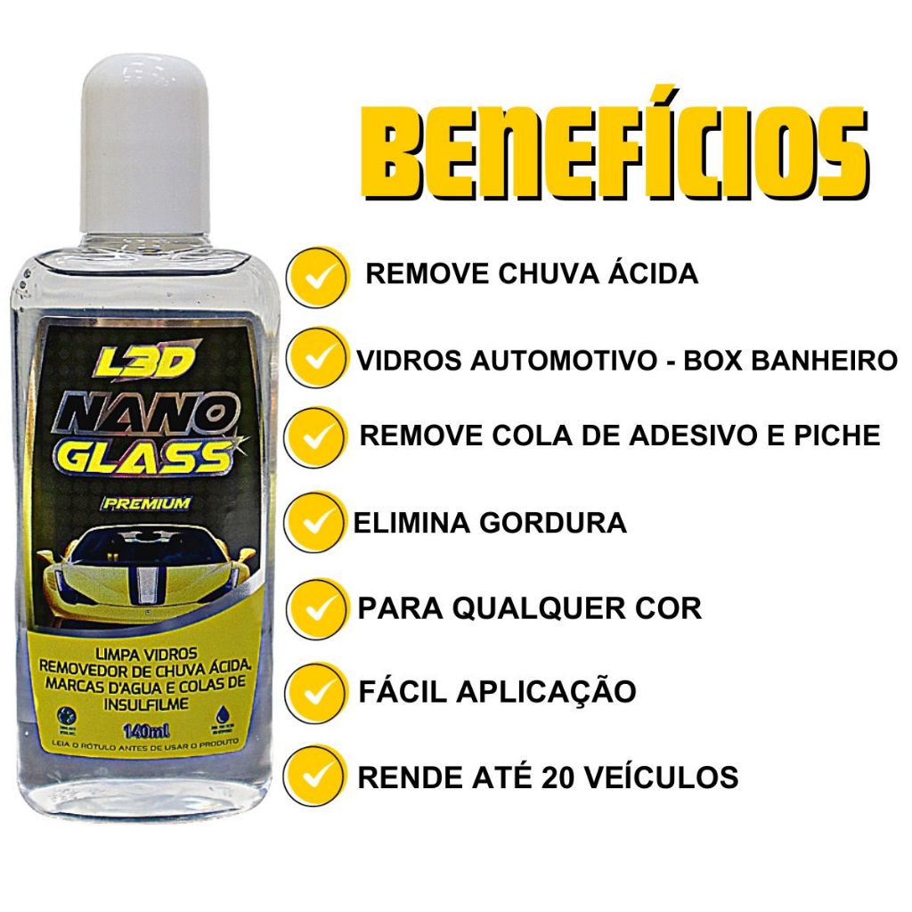 Cera Cristalizadora Removedor de Chuva Acida Shampoo Automotivo Pretinho Higienizador Aromatizante