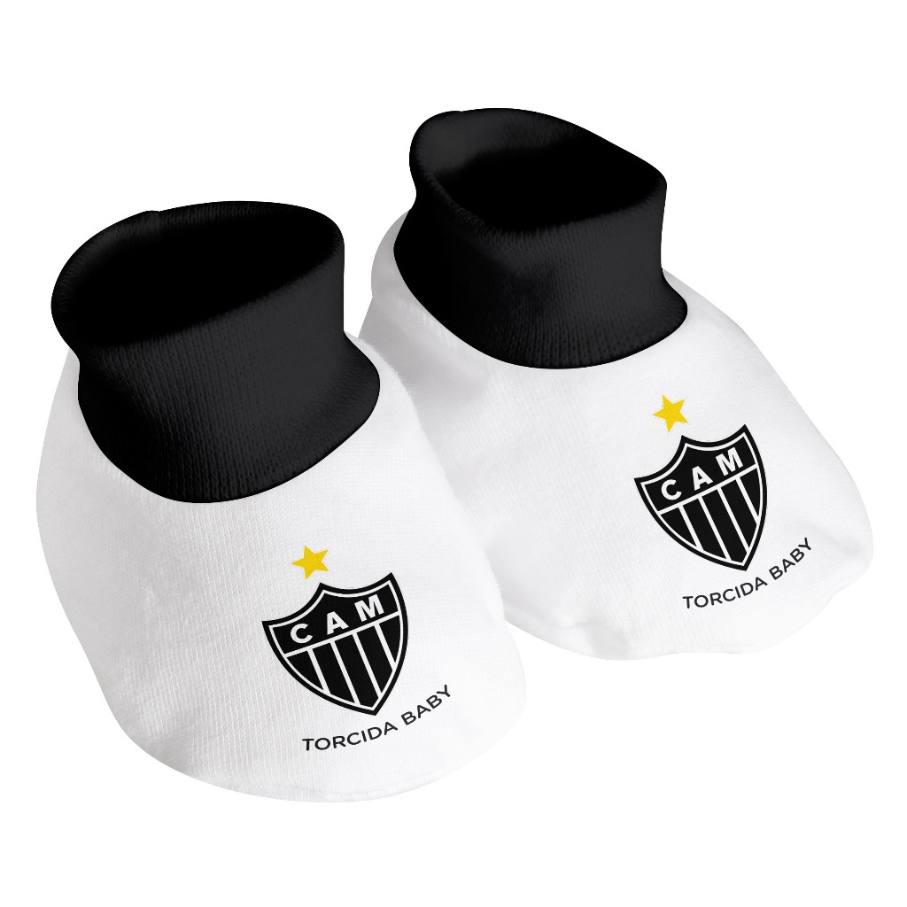 Pantufa Meia Malha Sapatinho de Bebê Time Atlético Mineiro Mg Oficial Torcida Baby