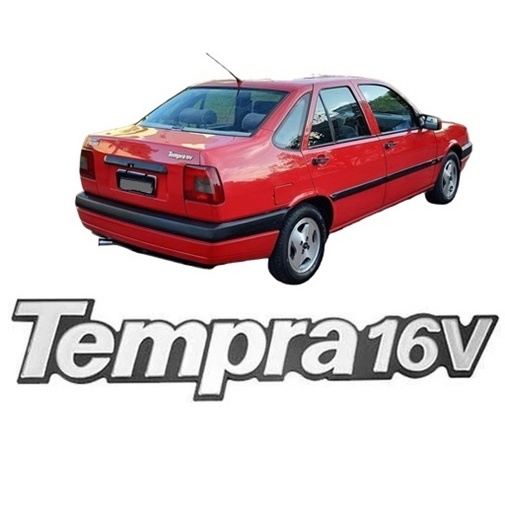 Nome Emblema Letreiro Tempra 16v Cinza Fundo Preto