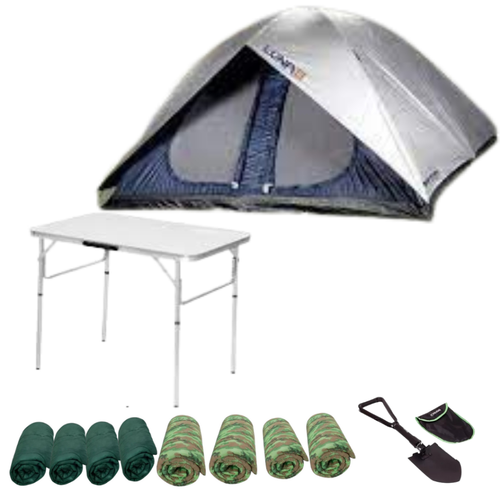 BARRACA DE CAMPING LUNA PARA 8 PESSOAS + COLCHONETES + SACO DE DORMIR