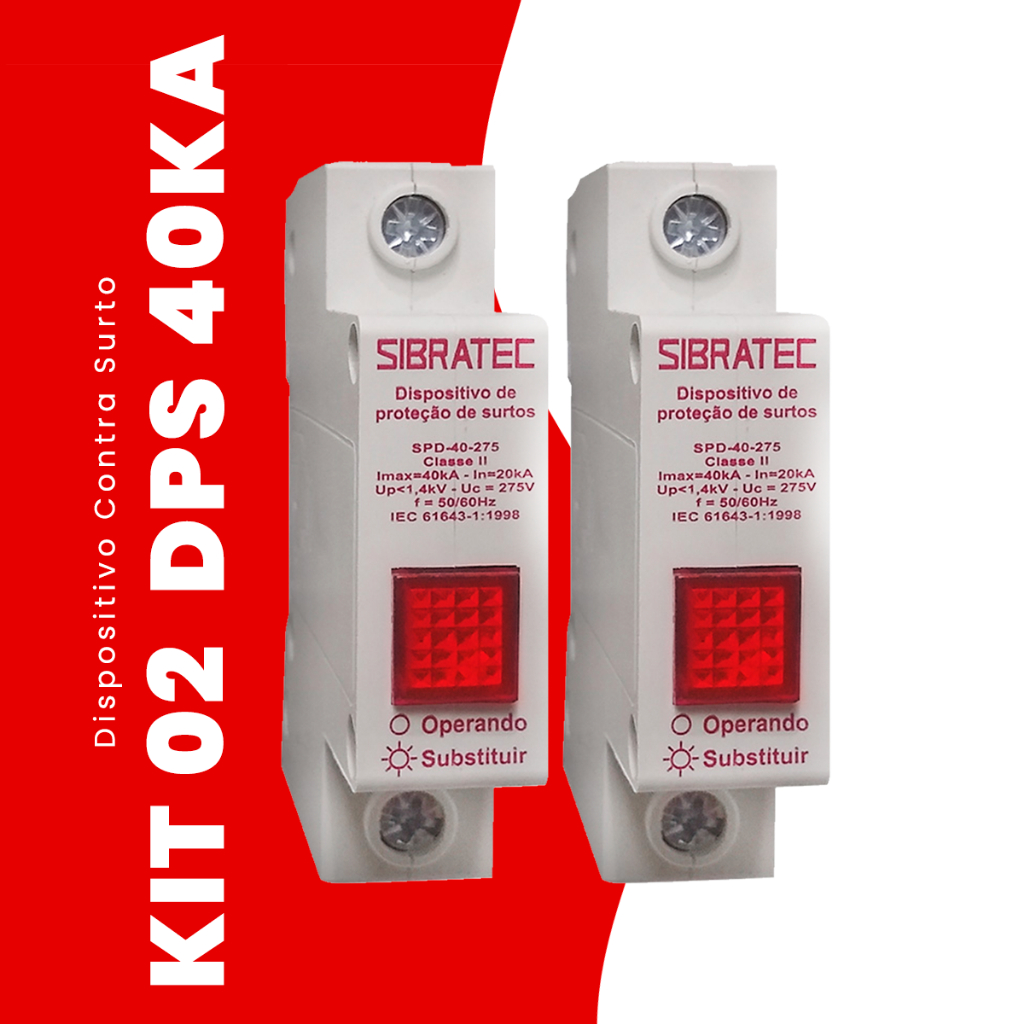 KIT 02 PROTETOR DE SURTO DPS 40KA MODELO SPD-40-275 1 POLO 275V CLASSE 2 em Oferta na Shopee