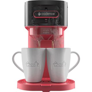 Cafeteira Elétrica 2 Xícaras Cadence Single Up 110V Compacto + 1 Filtro Permanente e Colher Dosadora Rosa/Preto