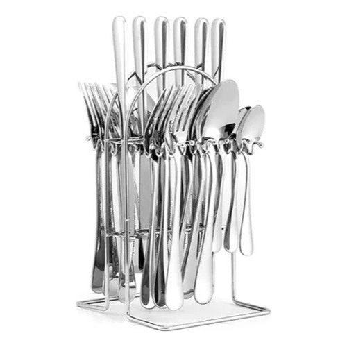 Kit Talher Faqueiro 24 Peças Inox Premium Prata + Suporte