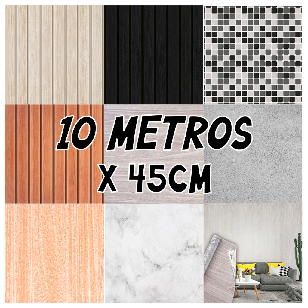 Papel de parede Autoadesivo Lavável Vinilico 3d Decorativo Sala Cozinha quarto 10m em Oferta na Shopee