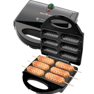 Crepeira e Hot Dog Six No Palito Britânia 110V Potência 850W Máquina De Crepe Antiaderente Preto