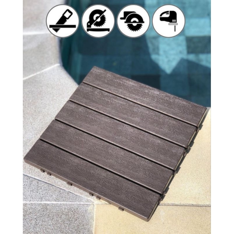 kit 9 deck modular plástico box banheiro sauna lavanderia sacada varanda textura madeira