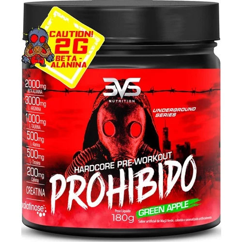 Pré Treino Prohibido 180g Com Fórmula Avançada Creatina, Beta Alanina, Taurina, Cafeína, Arginina E Palatinose