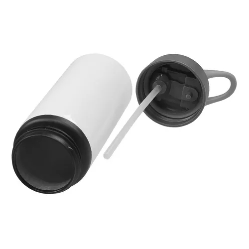 Kit - 05 - Squeeze Branca Alumínio Bico Retrátil Arte p/ Sublimação