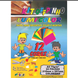 Papel A4 Kit Offpinho Lumi Color 75g 24 fls - OFF PAPER em Oferta na Shopee