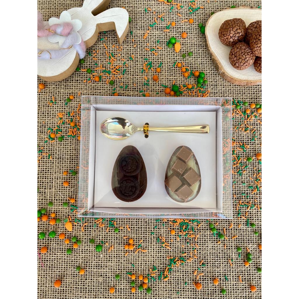 Caixa Ovo de Colher 2 Ovos 50gr Branca/Kraft em Oferta na Shopee
