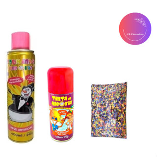 Kit Carnaval Espuma + Tinta Temporária para cabelo + Confete