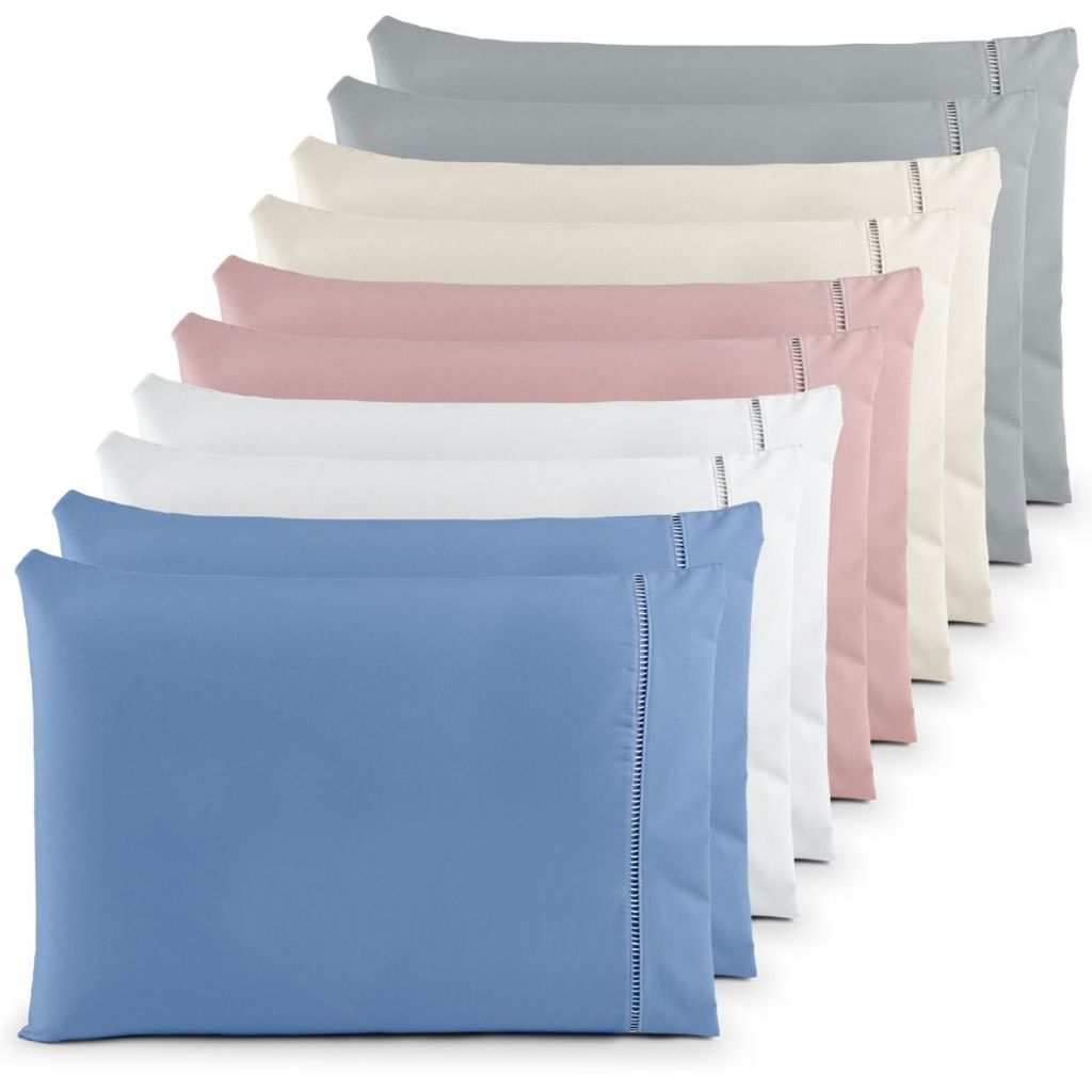 Kit 10 Fronhas ( 5 Pares ) Percal 200 Fios Ponto Palito 100 Algodão