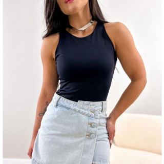Body Feminino Suplex Regata Nadador Tendência Moda Zara Gringa Bori Bodi Básico Liso Poliamida Elegante